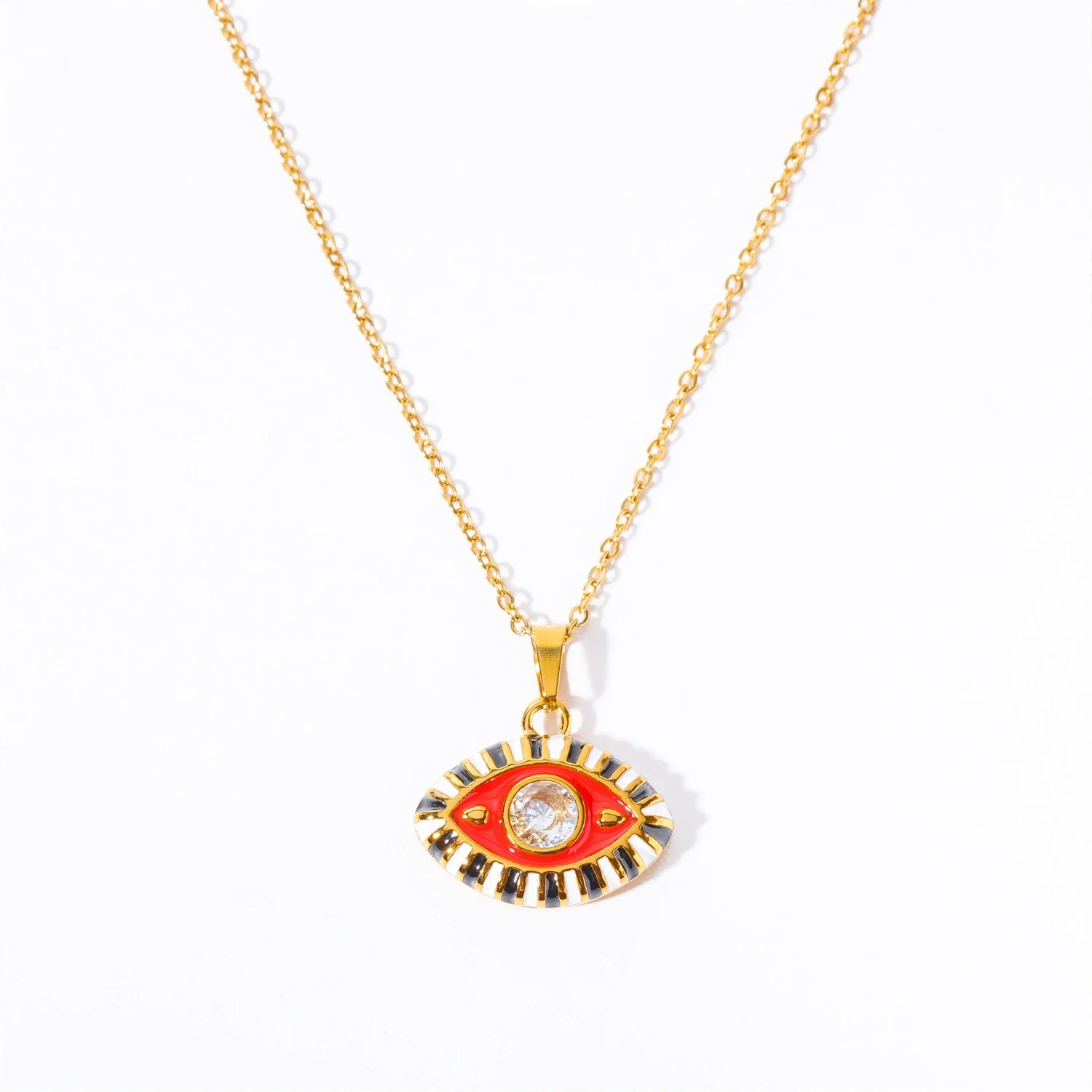 Wholesale Titanium Steel Electroplated Devil's Eye Pendant Necklace For Women - Image 7