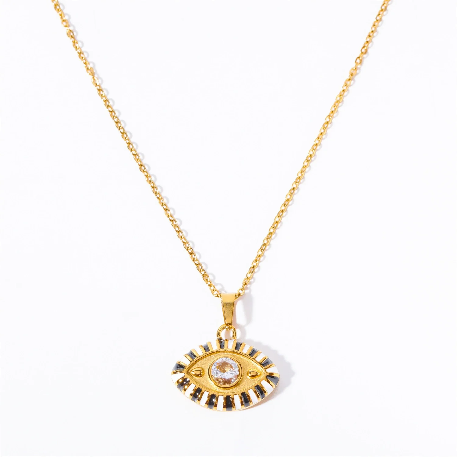 Wholesale Titanium Steel Electroplated Devil's Eye Pendant Necklace For Women - Image 9