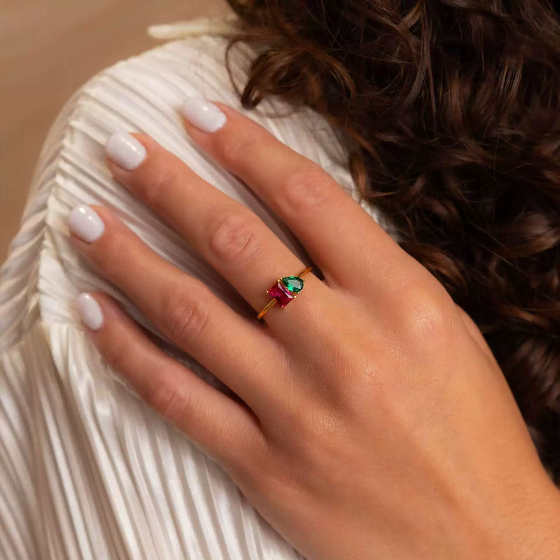 Wholesale Titanium Steel Electroplated Geometric Retro Unisex December Birthstone Ring With Color Preservation - Image 2