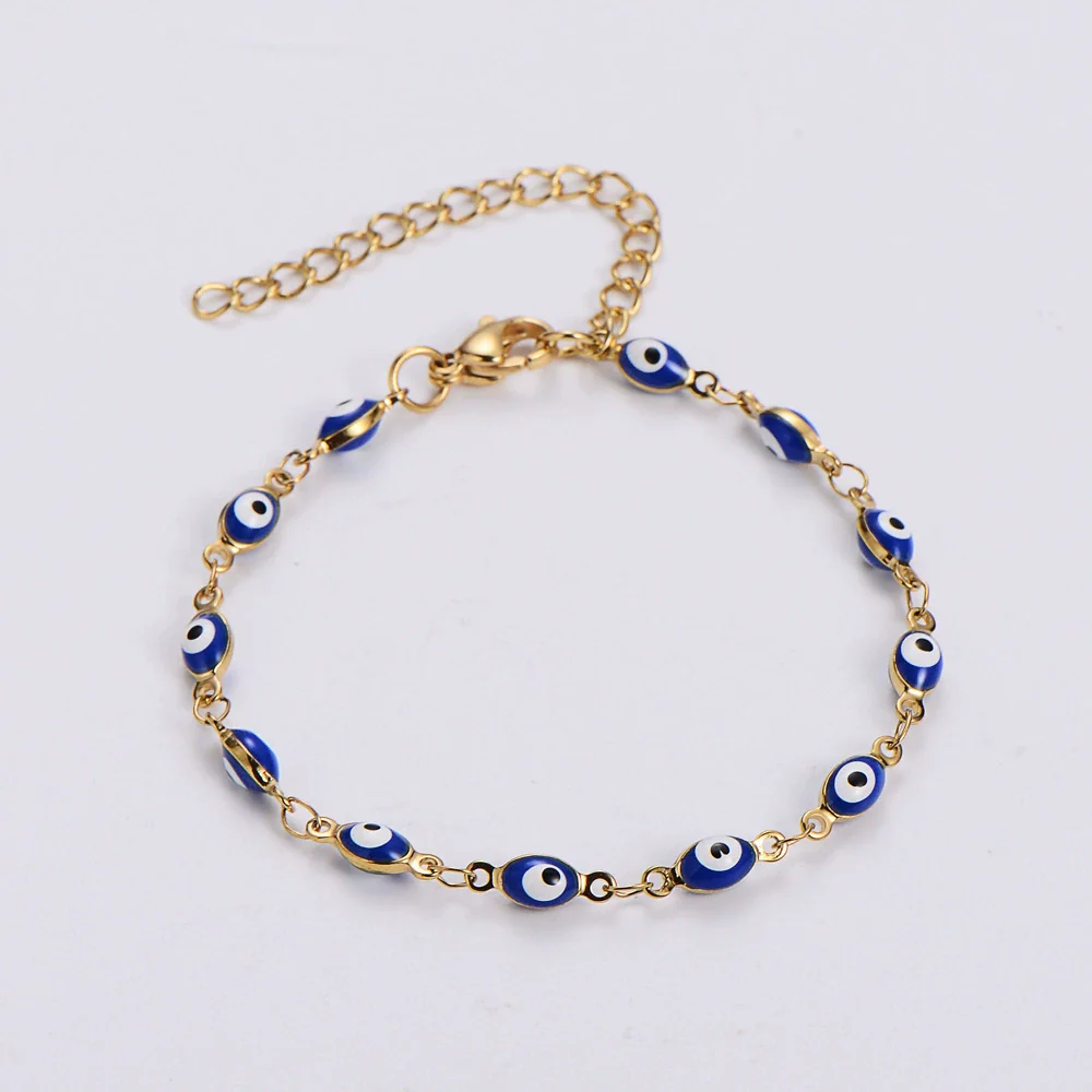 Wholesale Titanium Steel Evil Eye Bracelet With Dripping Oil Design For Women And Unisex