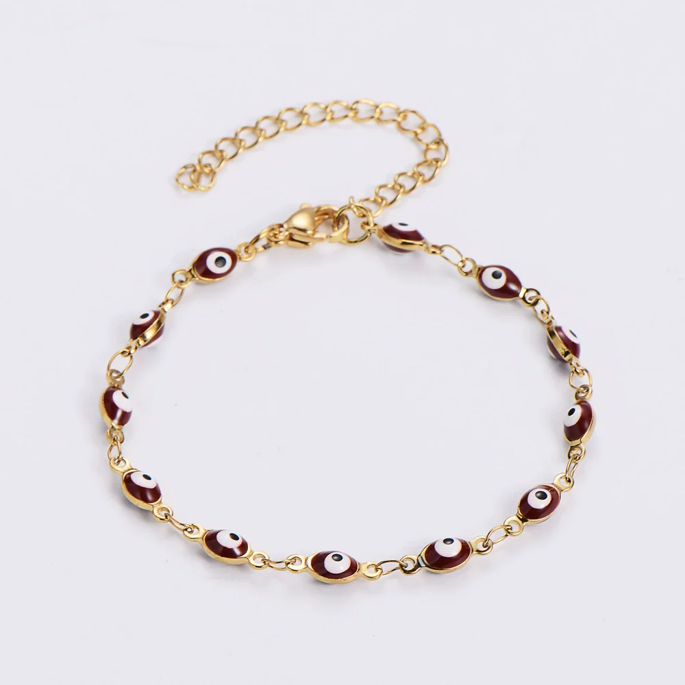Wholesale Titanium Steel Evil Eye Bracelet With Dripping Oil Design For Women And Unisex - Image 2