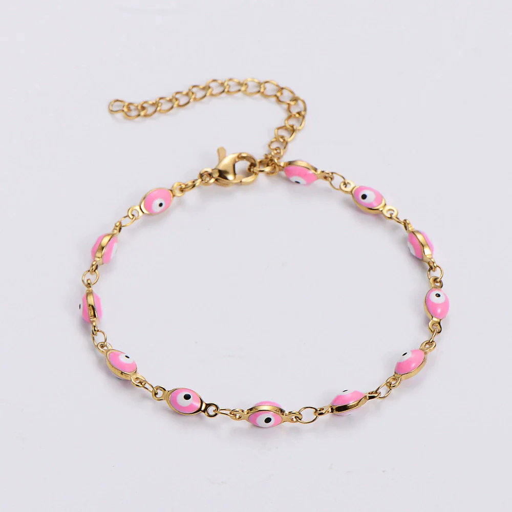 Wholesale Titanium Steel Evil Eye Bracelet With Dripping Oil Design For Women And Unisex - Image 3