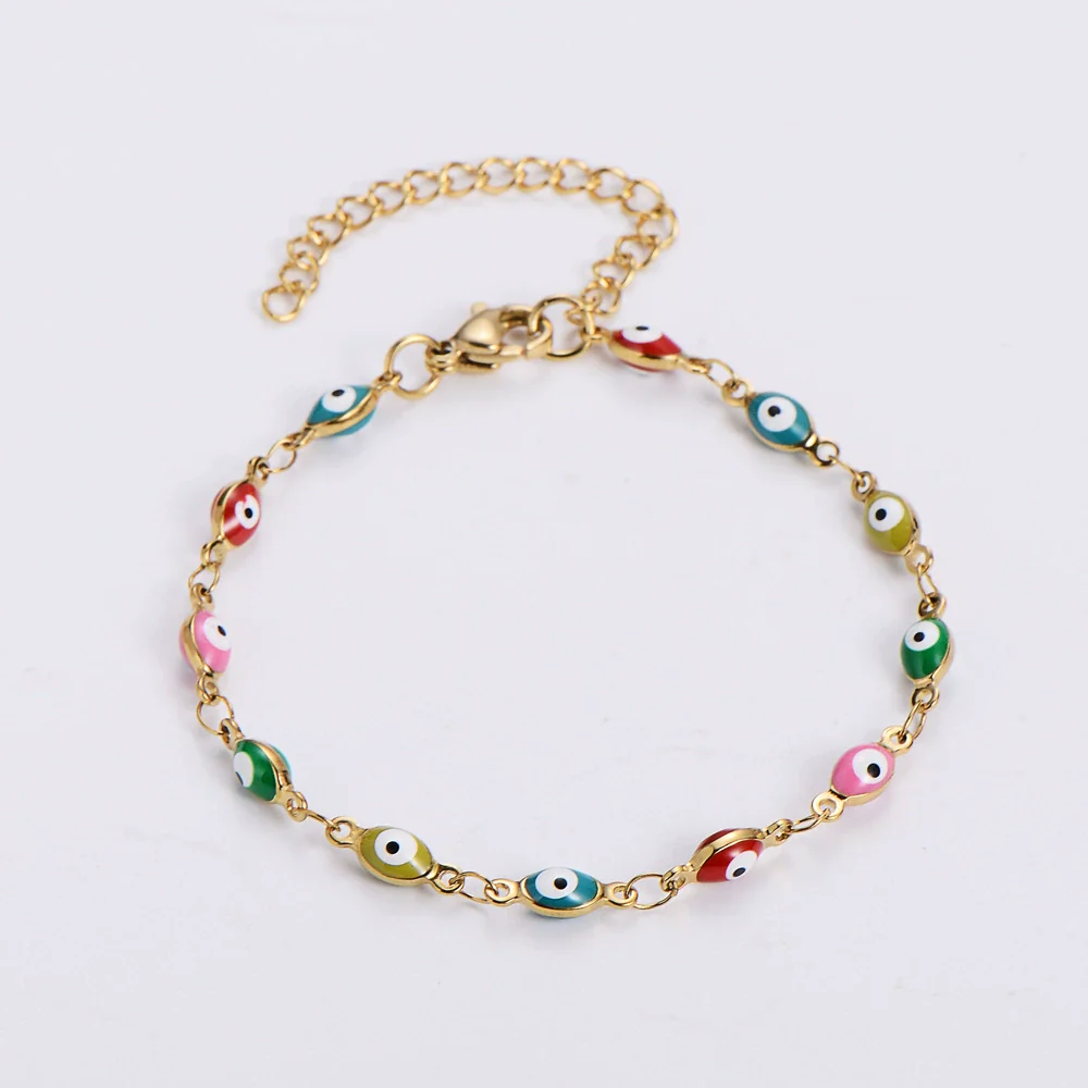 Wholesale Titanium Steel Evil Eye Bracelet With Dripping Oil Design For Women And Unisex - Image 4