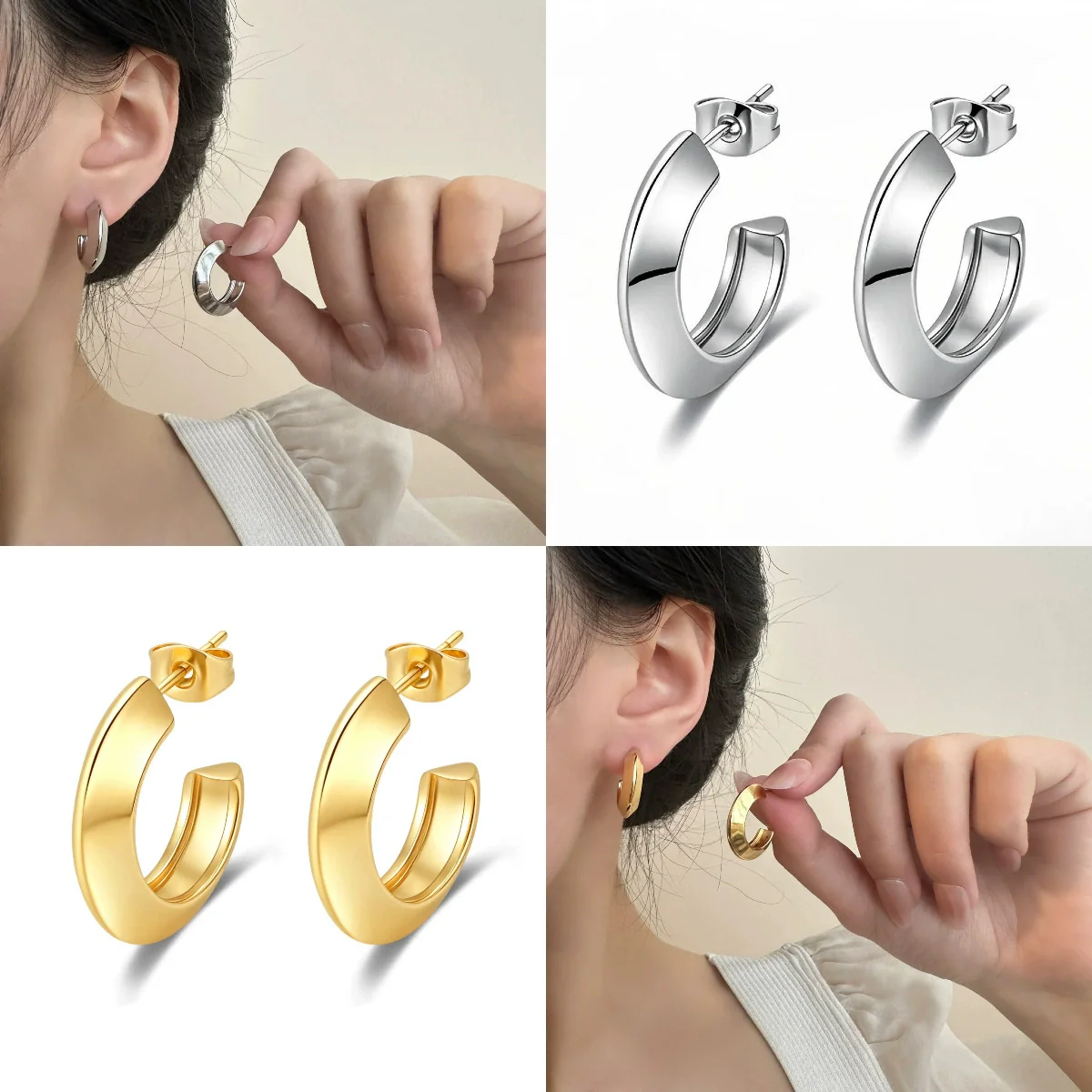 Wholesale Titanium Steel Geometric Earrings With Electroplating For Women Antiallergy And Stylish