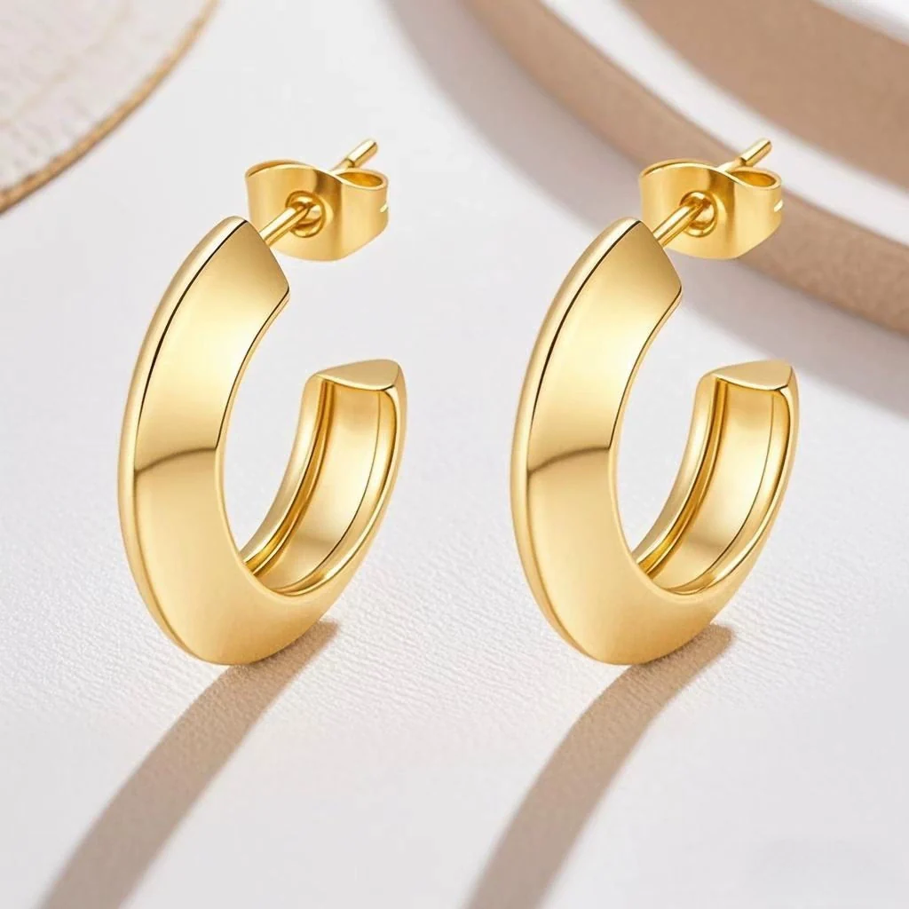 Wholesale Titanium Steel Geometric Earrings With Electroplating For Women Antiallergy And Stylish - Image 2