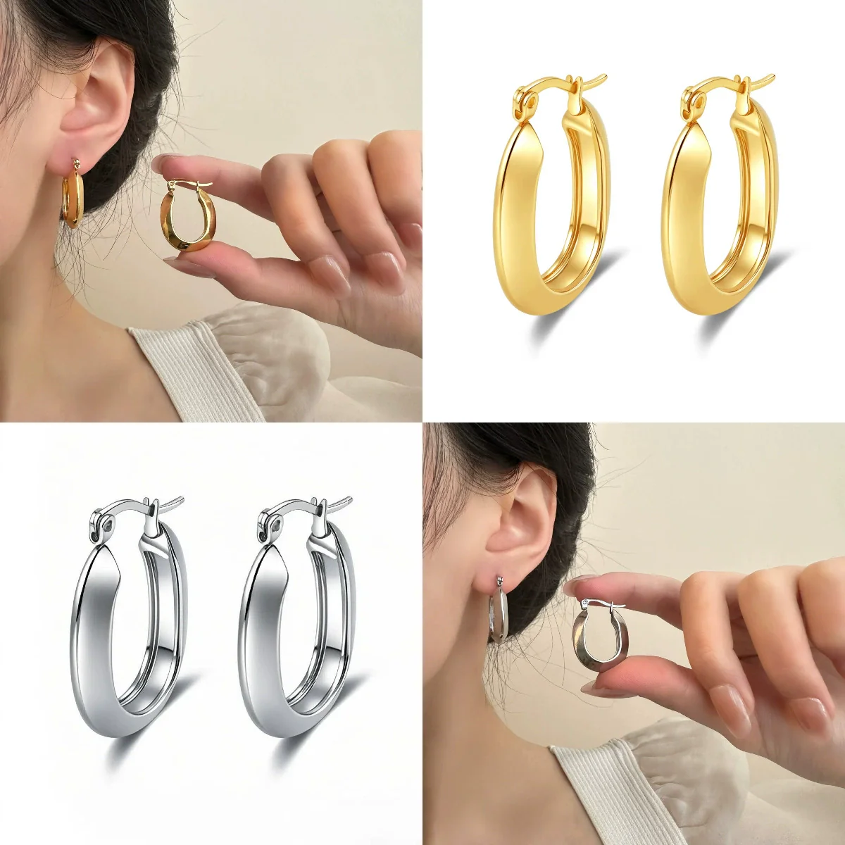 Wholesale Titanium Steel Geometric Earrings With Electroplating For Women Antiallergy And Stylish - Image 3