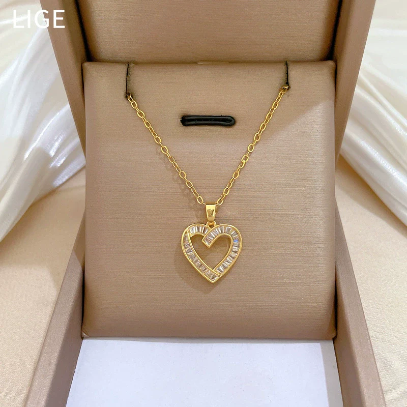 Wholesale Titanium Steel Geometric Electroplated Necklace And Earrings Set For Women - Image 3