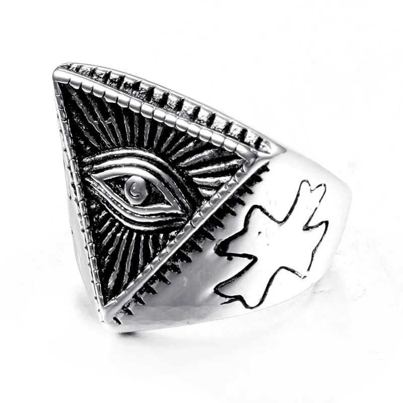 Wholesale Titanium Steel Geometric Eye Ring Jewelry For Men And Unisex With Electroplating Treatment - Image 5