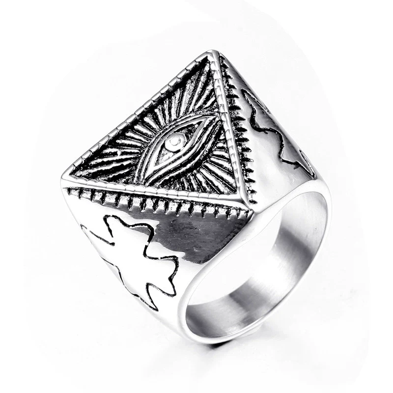 Wholesale Titanium Steel Geometric Eye Ring Jewelry For Men And Unisex With Electroplating Treatment - Image 6