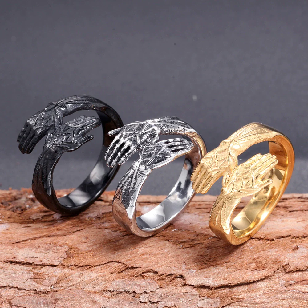 Wholesale Titanium Steel Geometric Handmade Palm Ring For Men And Unisex - Image 4