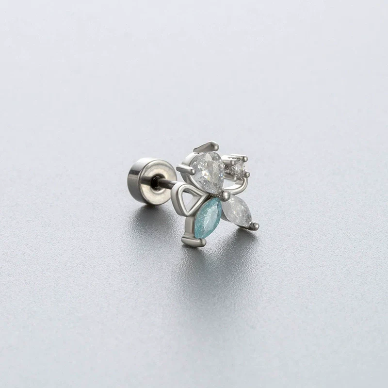 Wholesale Titanium Steel Geometric Little Fresh Style Zirconia Earrings For Women