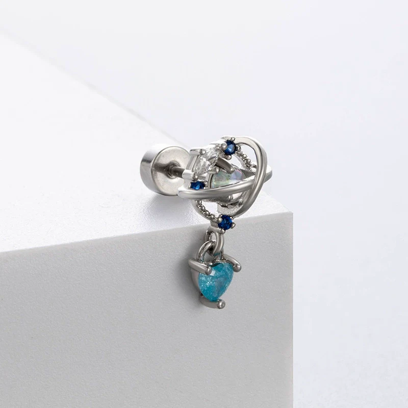 Wholesale Titanium Steel Geometric Little Fresh Style Zirconia Earrings For Women - Image 9