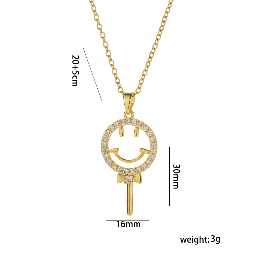 Wholesale Titanium Steel Geometric Lollipop Smiley Electroplated Women's Necklace O Word Chain - Image 5