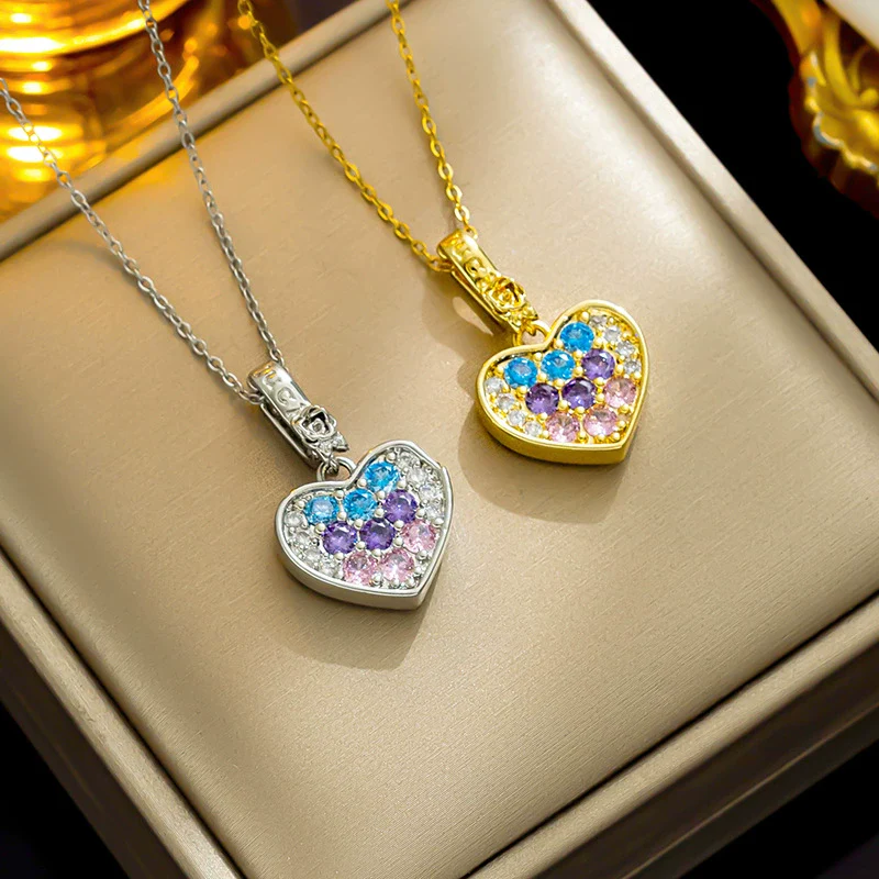 Wholesale Titanium Steel Geometric Love Necklace Pendant O Chain For Women