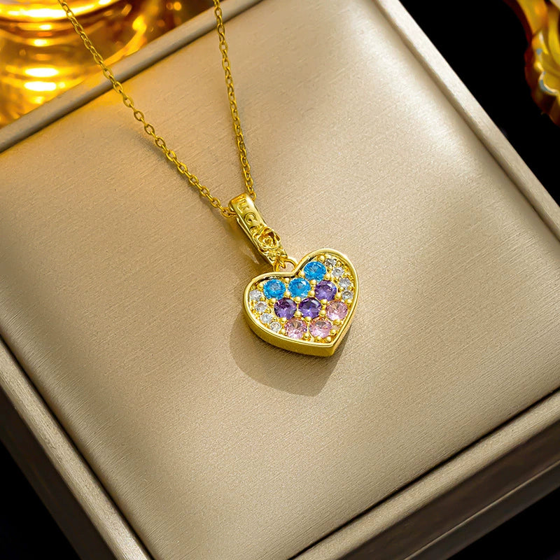 Wholesale Titanium Steel Geometric Love Necklace Pendant O Chain For Women - Image 6