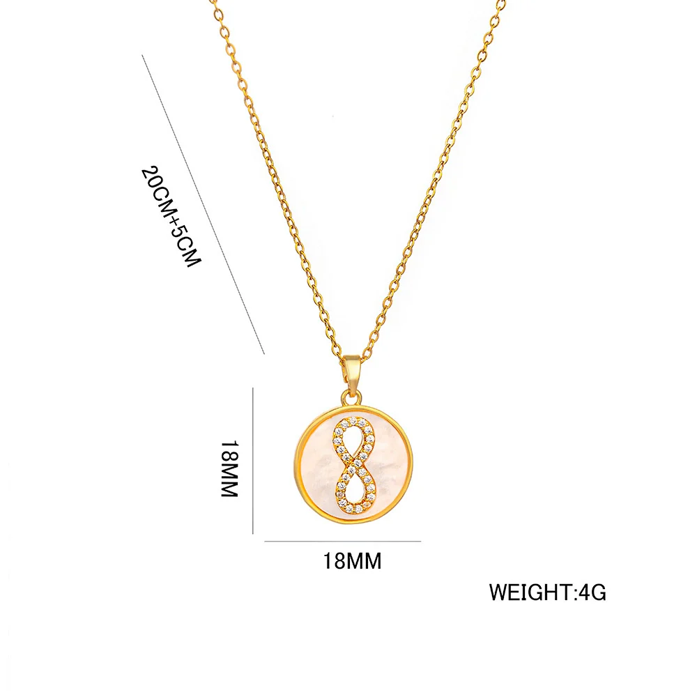 Wholesale Titanium Steel Geometric Microinlaid Zircon Pendant Necklace Electroplated For Women - Image 5
