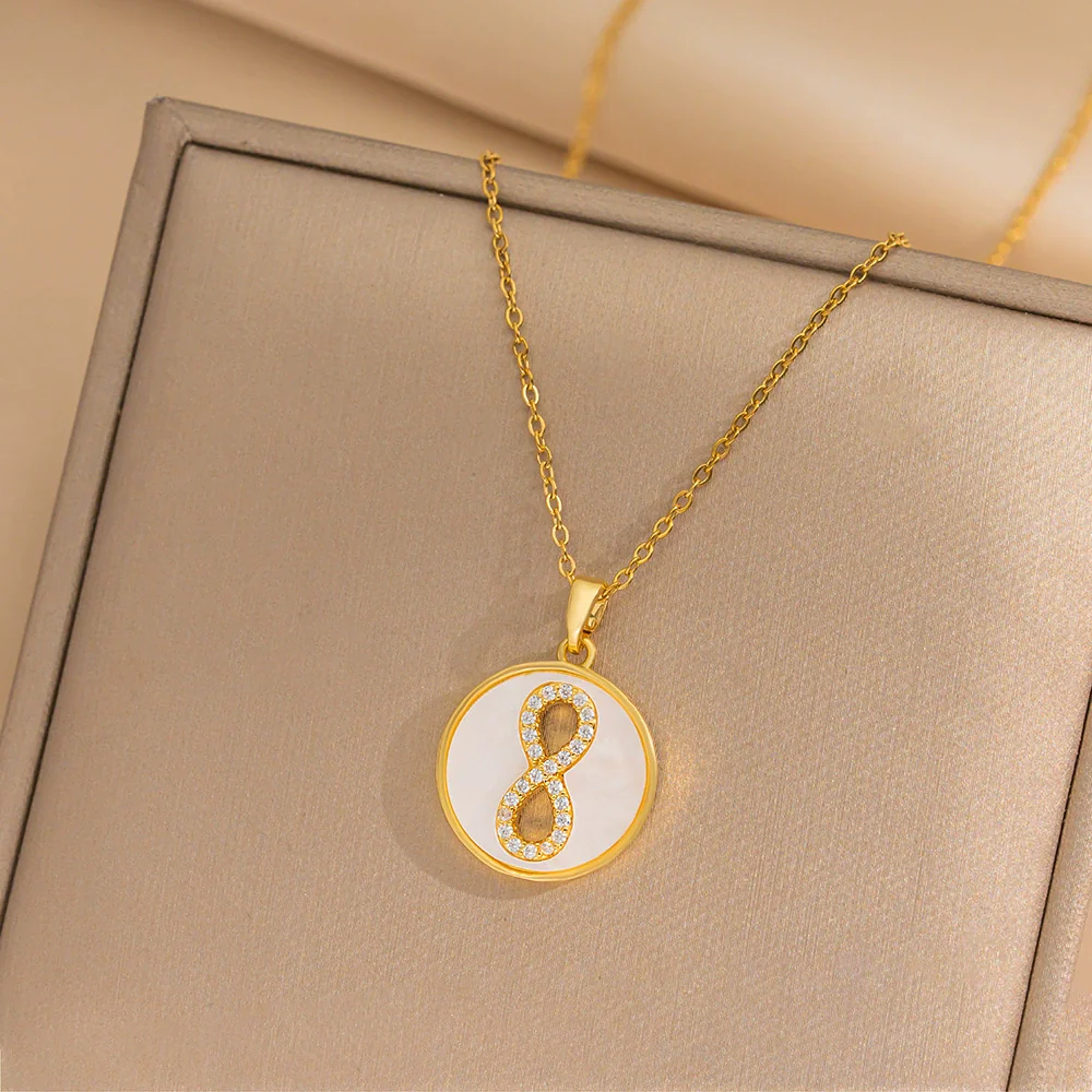Wholesale Titanium Steel Geometric Microinlaid Zircon Pendant Necklace Electroplated For Women - Image 6