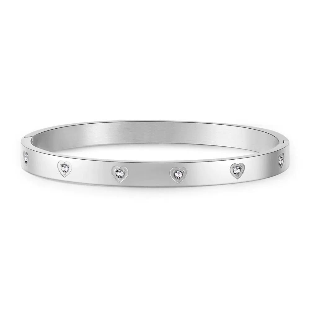 Wholesale Titanium Steel Geometric Open Green Zircon Electroplated Bracelet For Women - Image 28