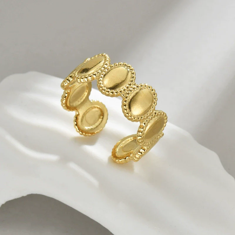 Wholesale Titanium Steel Geometric Oval Opening Ring For Women With 14K Gold Stitching And Electroplating - Image 4