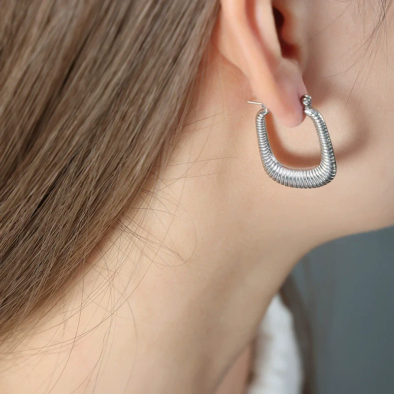 Wholesale Titanium Steel Geometric Rectangular Electroplated Women's Earrings - Image 7