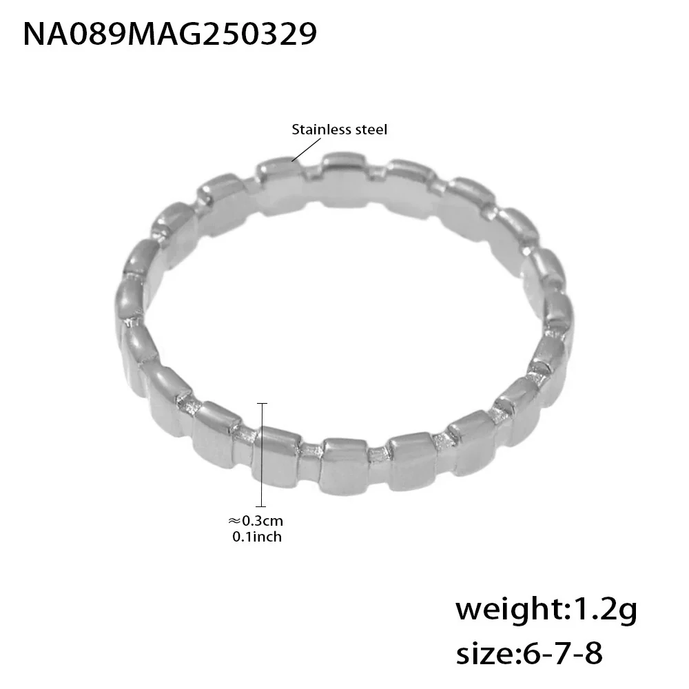 Wholesale Titanium Steel Geometric Shaped Electroplated 18K Gold Nonfading Stitching Ring Hand Jewelry For Women And Men - Image 7
