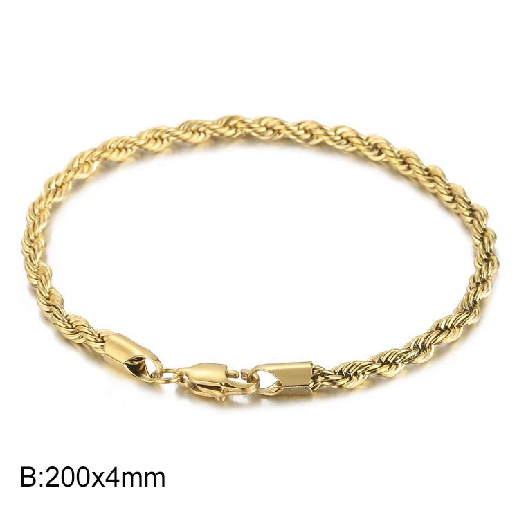 Wholesale Titanium Steel Geometric Sporty Style Spiral Hemp Rope Twist Chain Women's Bracelet - Image 11
