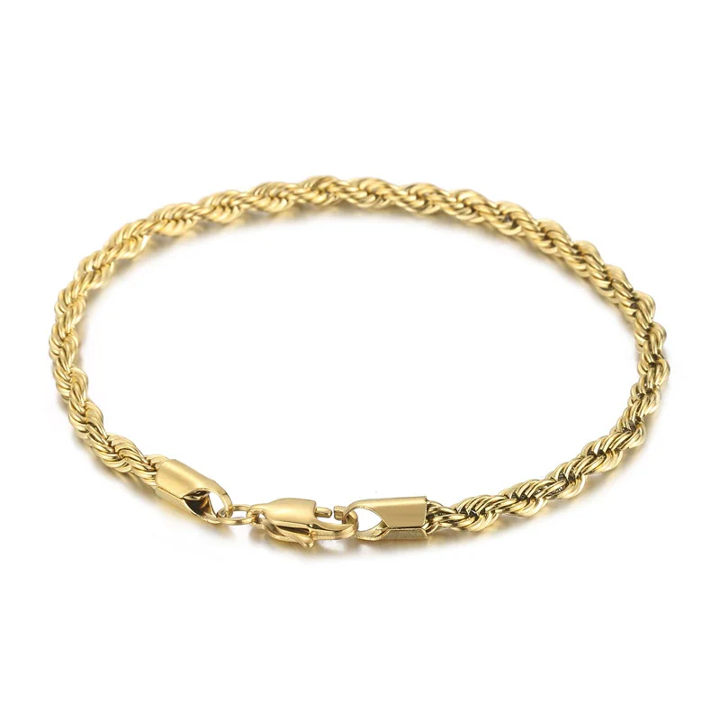 Wholesale Titanium Steel Geometric Sporty Style Spiral Hemp Rope Twist Chain Women's Bracelet - Image 12