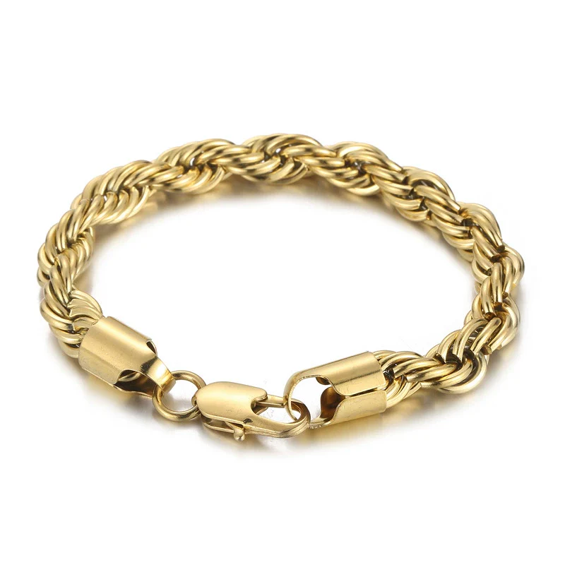 Wholesale Titanium Steel Geometric Sporty Style Spiral Hemp Rope Twist Chain Women's Bracelet - Image 13