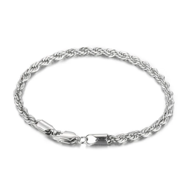Wholesale Titanium Steel Geometric Sporty Style Spiral Hemp Rope Twist Chain Women's Bracelet - Image 14
