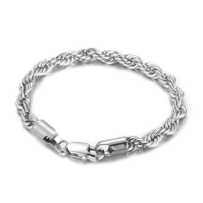 Wholesale Titanium Steel Geometric Sporty Style Spiral Hemp Rope Twist Chain Women's Bracelet - Image 15