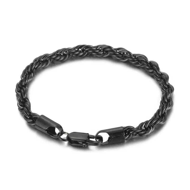 Wholesale Titanium Steel Geometric Sporty Style Spiral Hemp Rope Twist Chain Women's Bracelet - Image 18