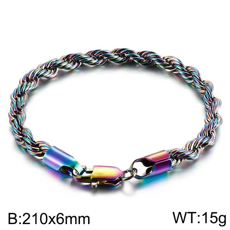Wholesale Titanium Steel Geometric Sporty Style Spiral Hemp Rope Twist Chain Women's Bracelet - Image 22