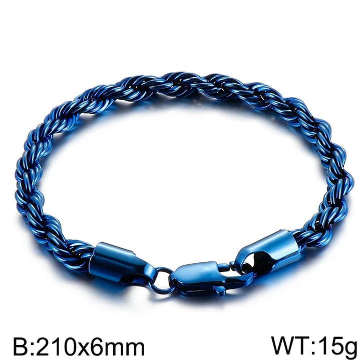 Wholesale Titanium Steel Geometric Sporty Style Spiral Hemp Rope Twist Chain Women's Bracelet - Image 23