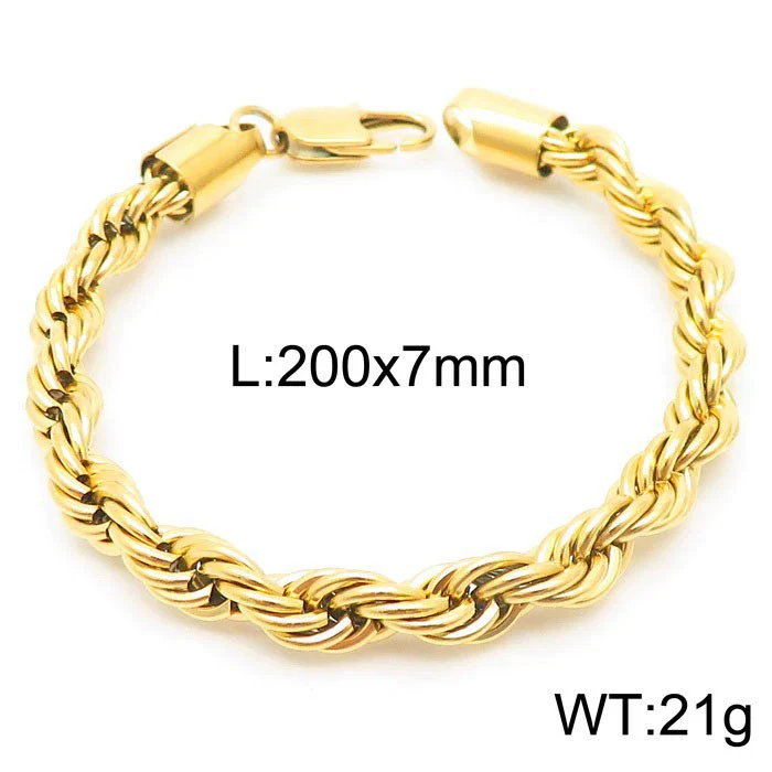 Wholesale Titanium Steel Geometric Sporty Style Spiral Hemp Rope Twist Chain Women's Bracelet - Image 24