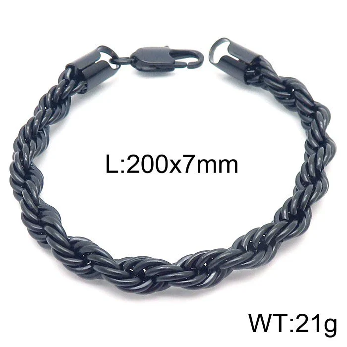 Wholesale Titanium Steel Geometric Sporty Style Spiral Hemp Rope Twist Chain Women's Bracelet - Image 25