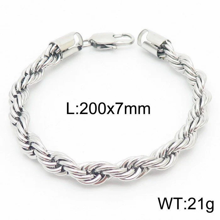 Wholesale Titanium Steel Geometric Sporty Style Spiral Hemp Rope Twist Chain Women's Bracelet - Image 26