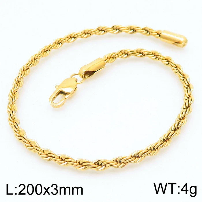 Wholesale Titanium Steel Geometric Sporty Style Spiral Hemp Rope Twist Chain Women's Bracelet - Image 27