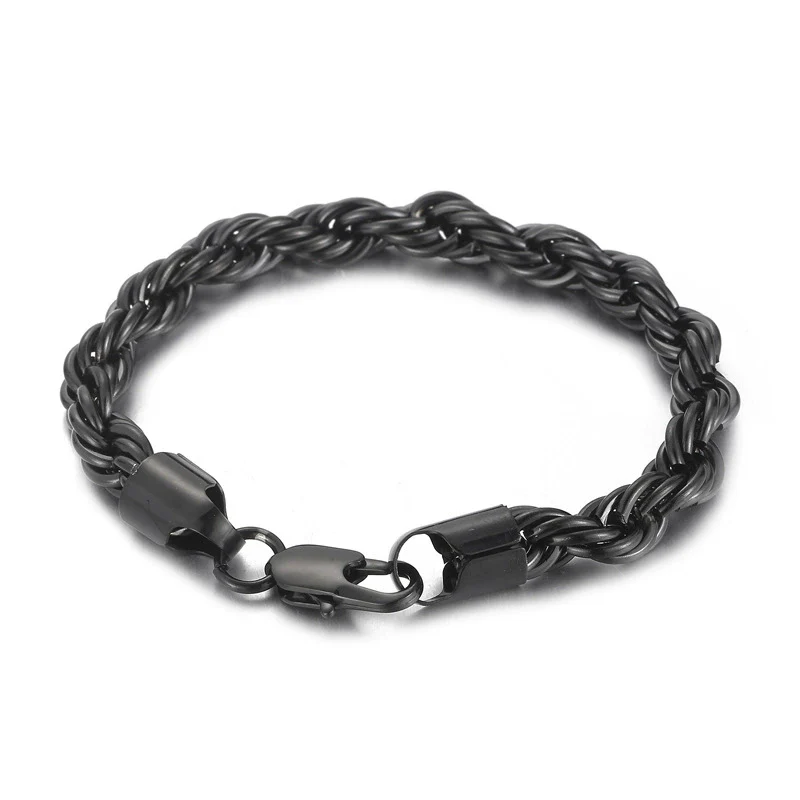 Wholesale Titanium Steel Geometric Sporty Style Spiral Hemp Rope Twist Chain Women's Bracelet - Image 5