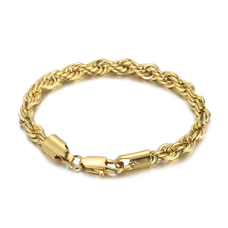 Wholesale Titanium Steel Geometric Sporty Style Spiral Hemp Rope Twist Chain Women's Bracelet - Image 7