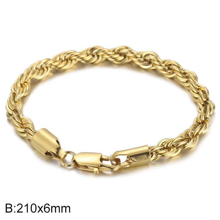 Wholesale Titanium Steel Geometric Sporty Style Spiral Hemp Rope Twist Chain Women's Bracelet - Image 9