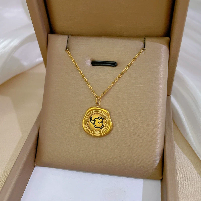 Wholesale Titanium Steel Geometric Style Electroplated Necklace For Women