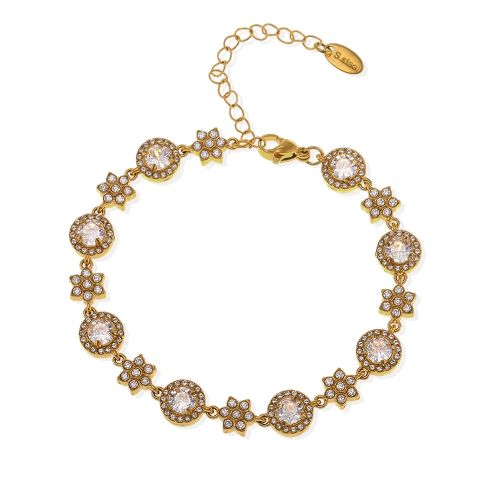 Wholesale Titanium Steel Geometric Style Inlay Zircon Bracelet - Image 5