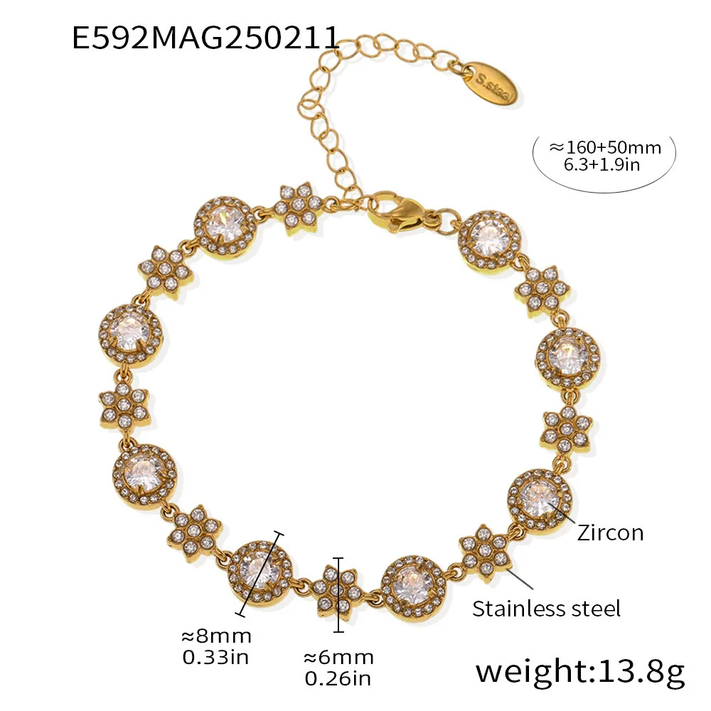 Wholesale Titanium Steel Geometric Style Inlay Zircon Bracelet - Image 6