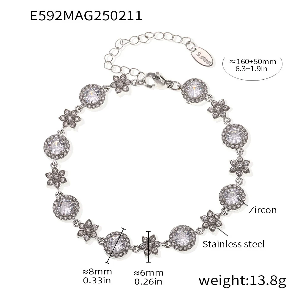 Wholesale Titanium Steel Geometric Style Inlay Zircon Bracelet - Image 7