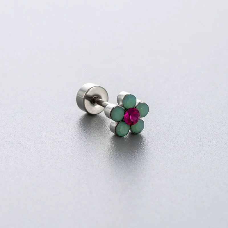 Wholesale Titanium Steel Geometric Women's Little Fresh Style Ear Nails With Zirconia - Image 2