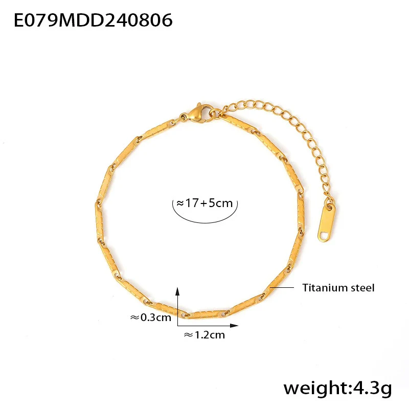 Wholesale Titanium Steel Goldplated Fashion Necklace And Bracelet With Diamond Carved Pattern For Women - Image 17