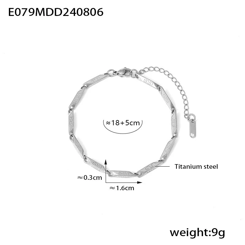 Wholesale Titanium Steel Goldplated Fashion Necklace And Bracelet With Diamond Carved Pattern For Women - Image 23