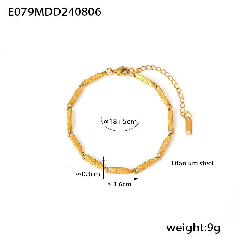 Wholesale Titanium Steel Goldplated Fashion Necklace And Bracelet With Diamond Carved Pattern For Women - Image 25