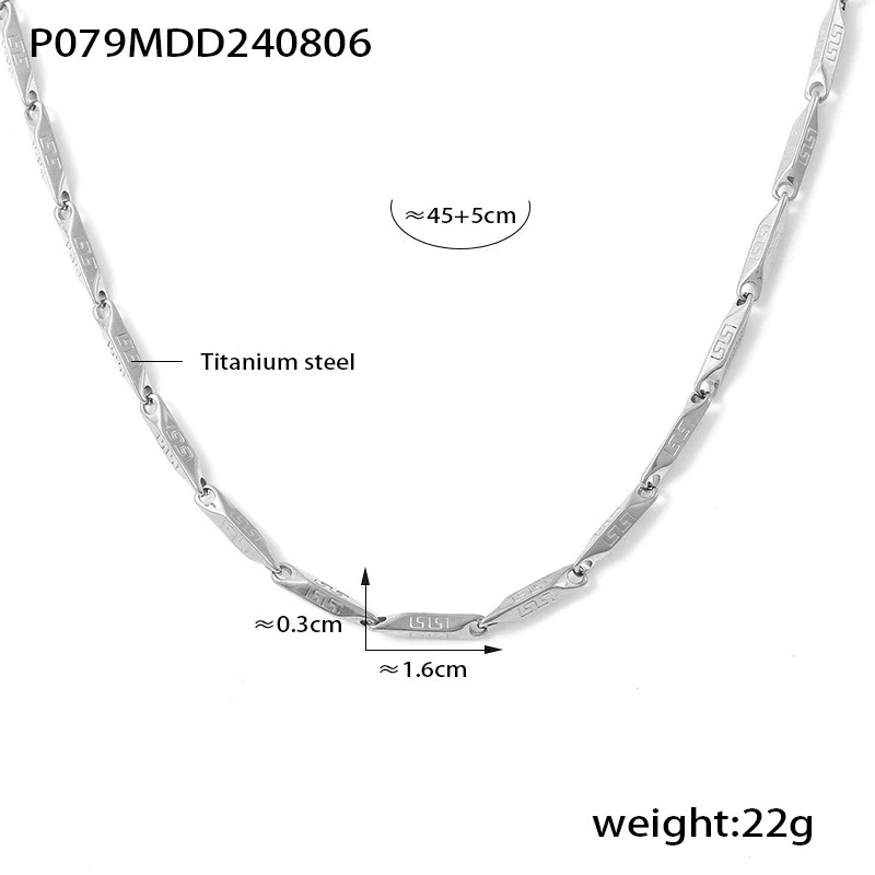 Wholesale Titanium Steel Goldplated Fashion Necklace And Bracelet With Diamond Carved Pattern For Women - Image 27