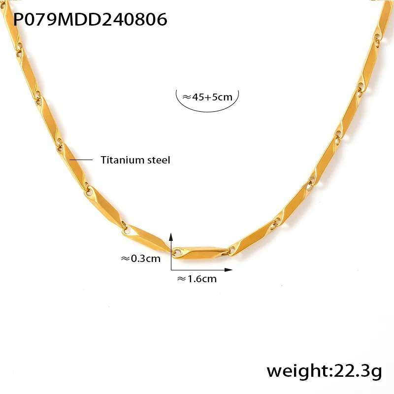 Wholesale Titanium Steel Goldplated Fashion Necklace And Bracelet With Diamond Carved Pattern For Women - Image 28